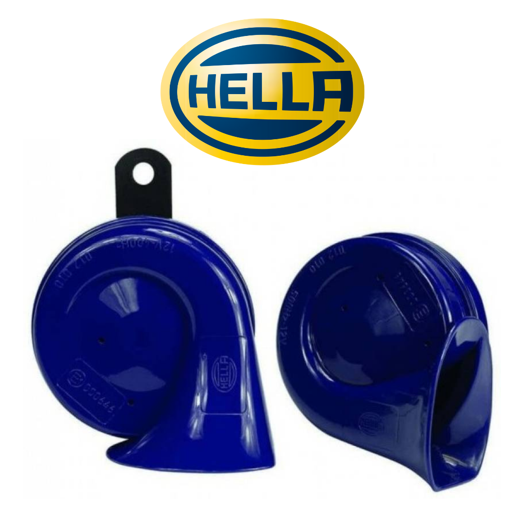 Hella Original Blue Sapphire Trumpet Horn Kit Set Of 2, 12 V Autodime