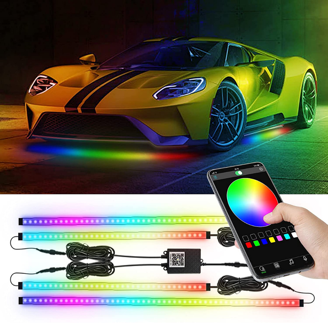 App Controlled Car Underglow Lights Kit 12V 240+ Modes | Waterproof Under Car Li