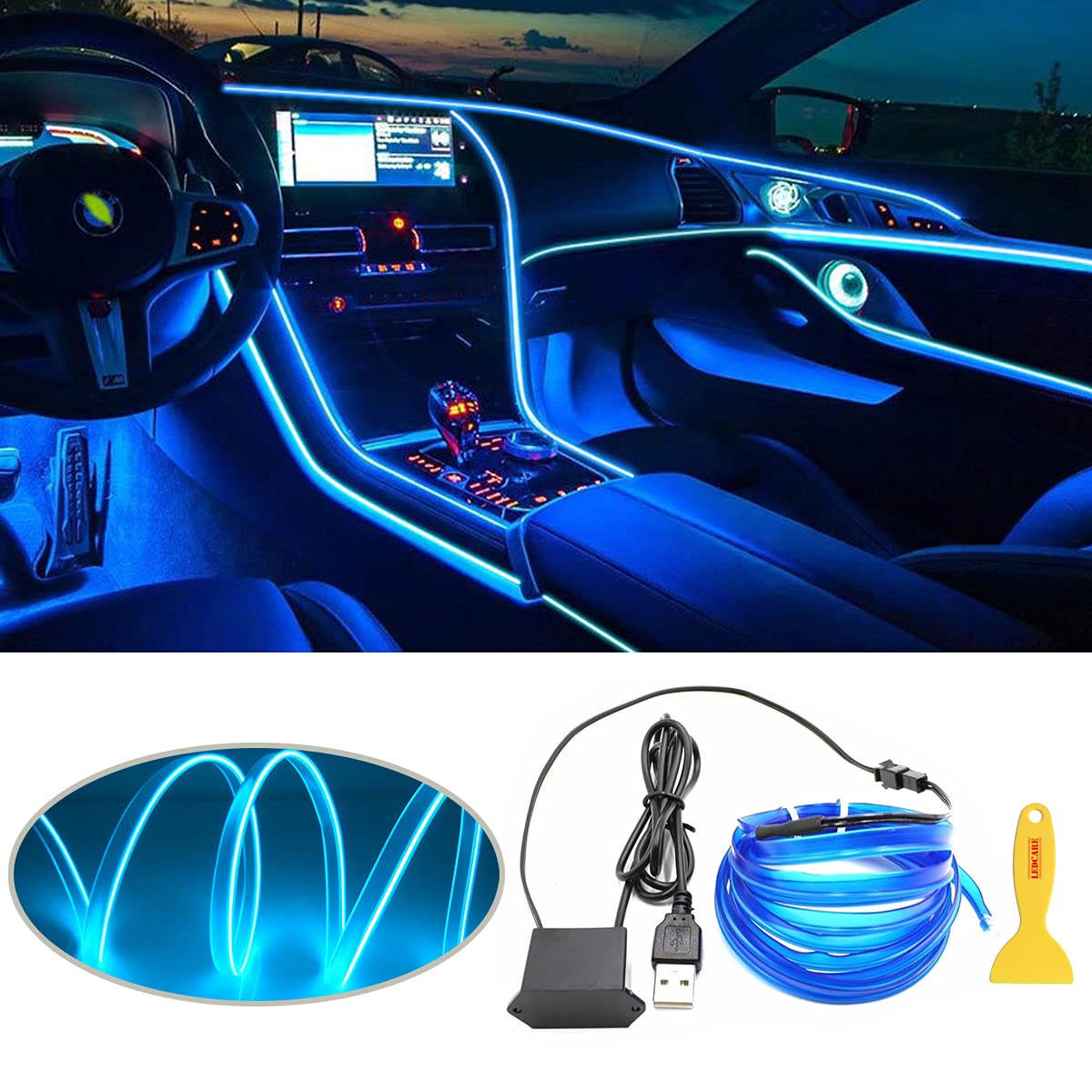 El Wire 5m/16ft Led Flexible Soft Tube Wire Lights Neon Glowing Car Rope Light D